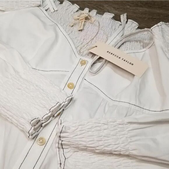 Rebecca taylor OffShoulder Poplin Button-Front Top - Picture 7 of 7